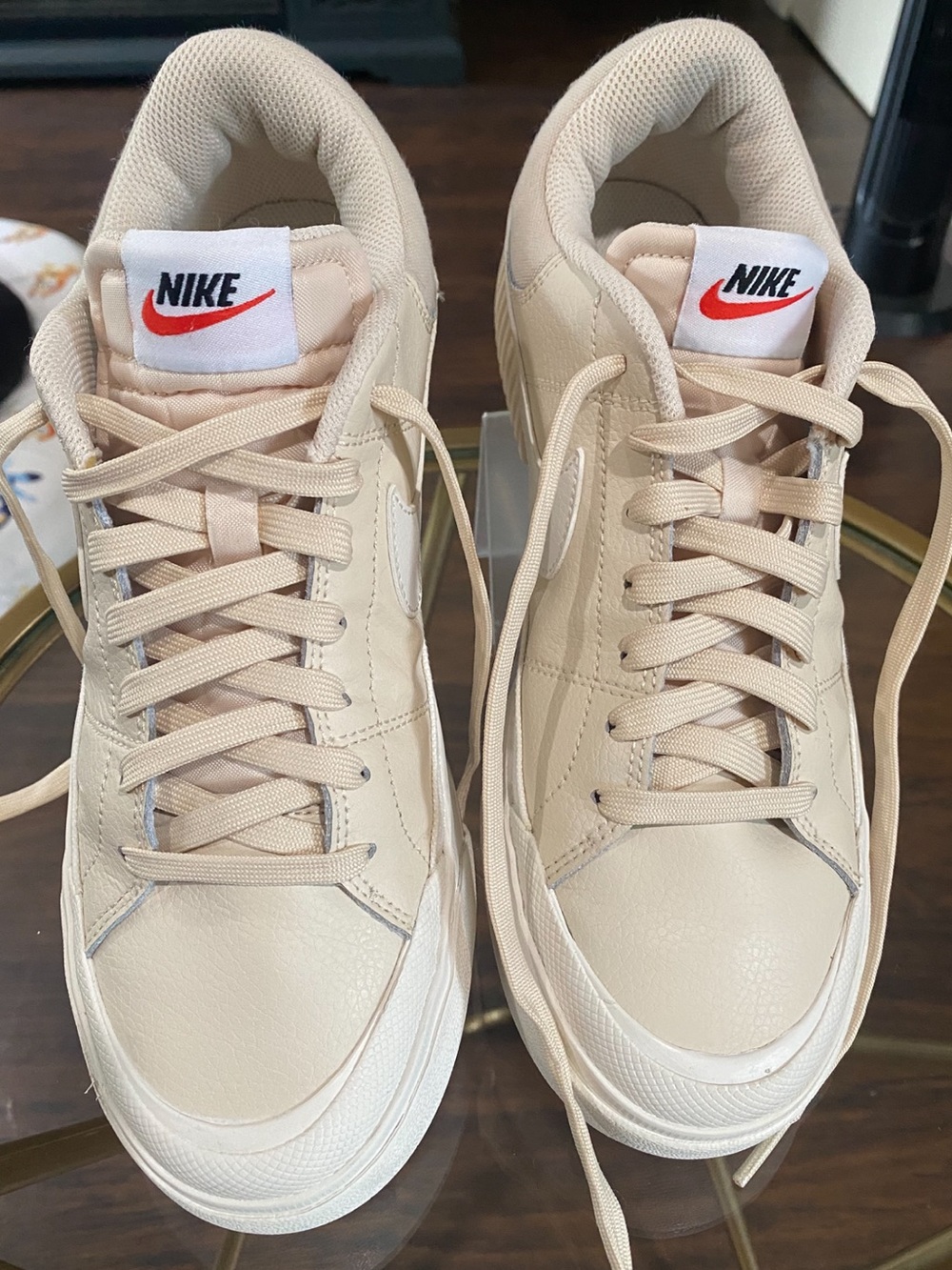 Nike Women's Platform Sneakers in Beige and White - Picture 2 of 7
